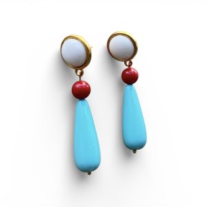 Pendientes Turquesa y Coral de Diseño Artesanal para Feria
