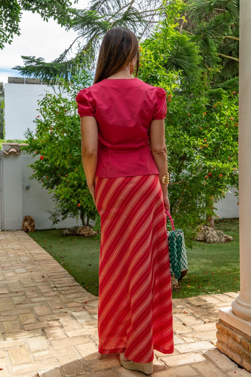 Falda Buganvilla con Rayas Diagonales - Imagen 4