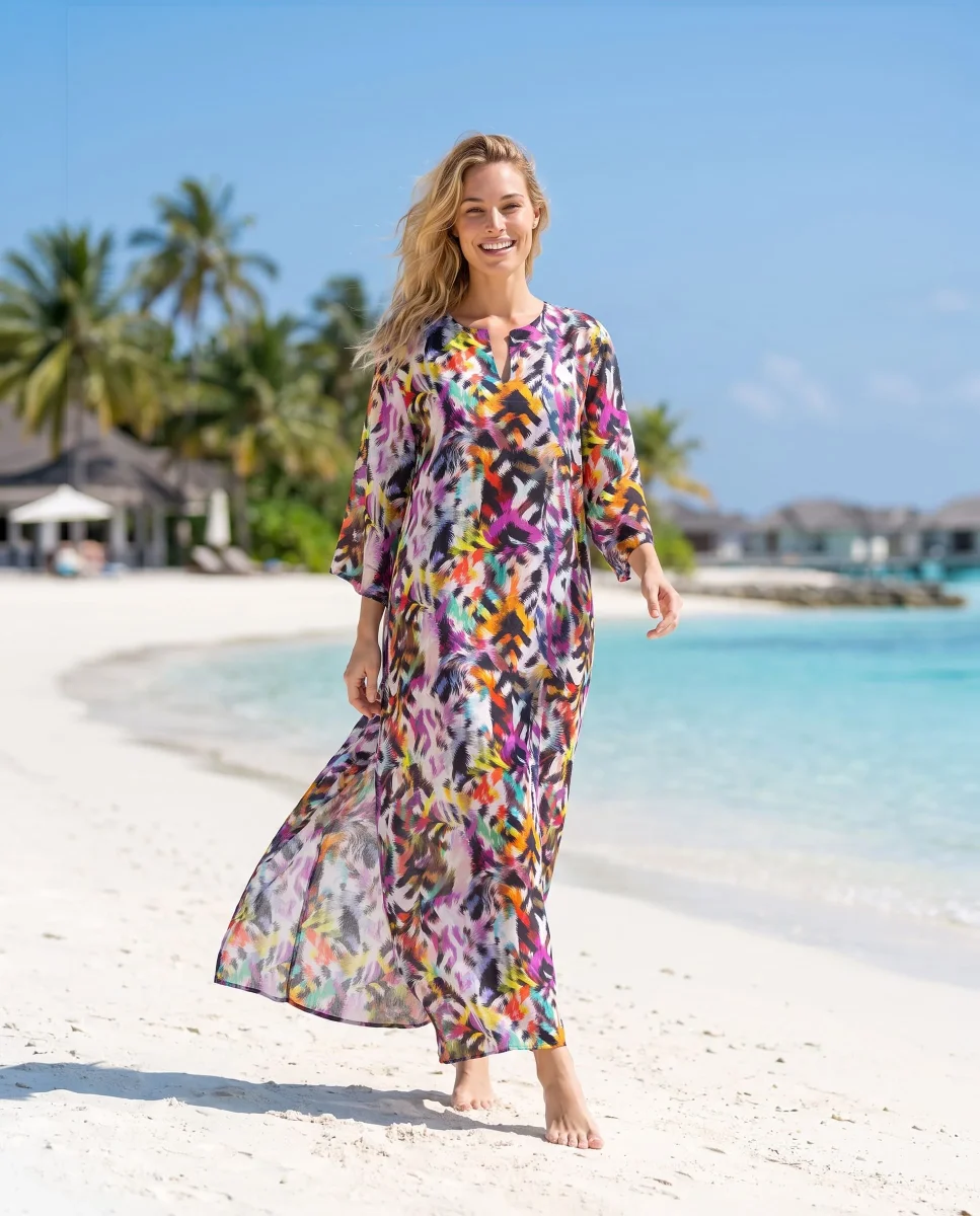 Kaftan seda manga corta