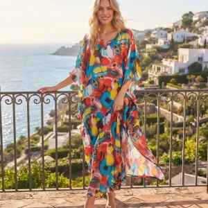 Kaftan seda multicolor manga mariposa