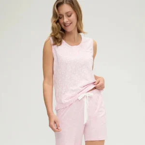 Pijama corto de mujer sin mangas florecitas
