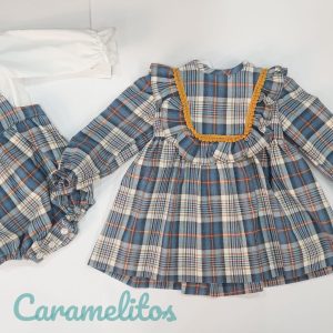 VESTIDO COLECCIÓN CUADROS MOSTAZA
