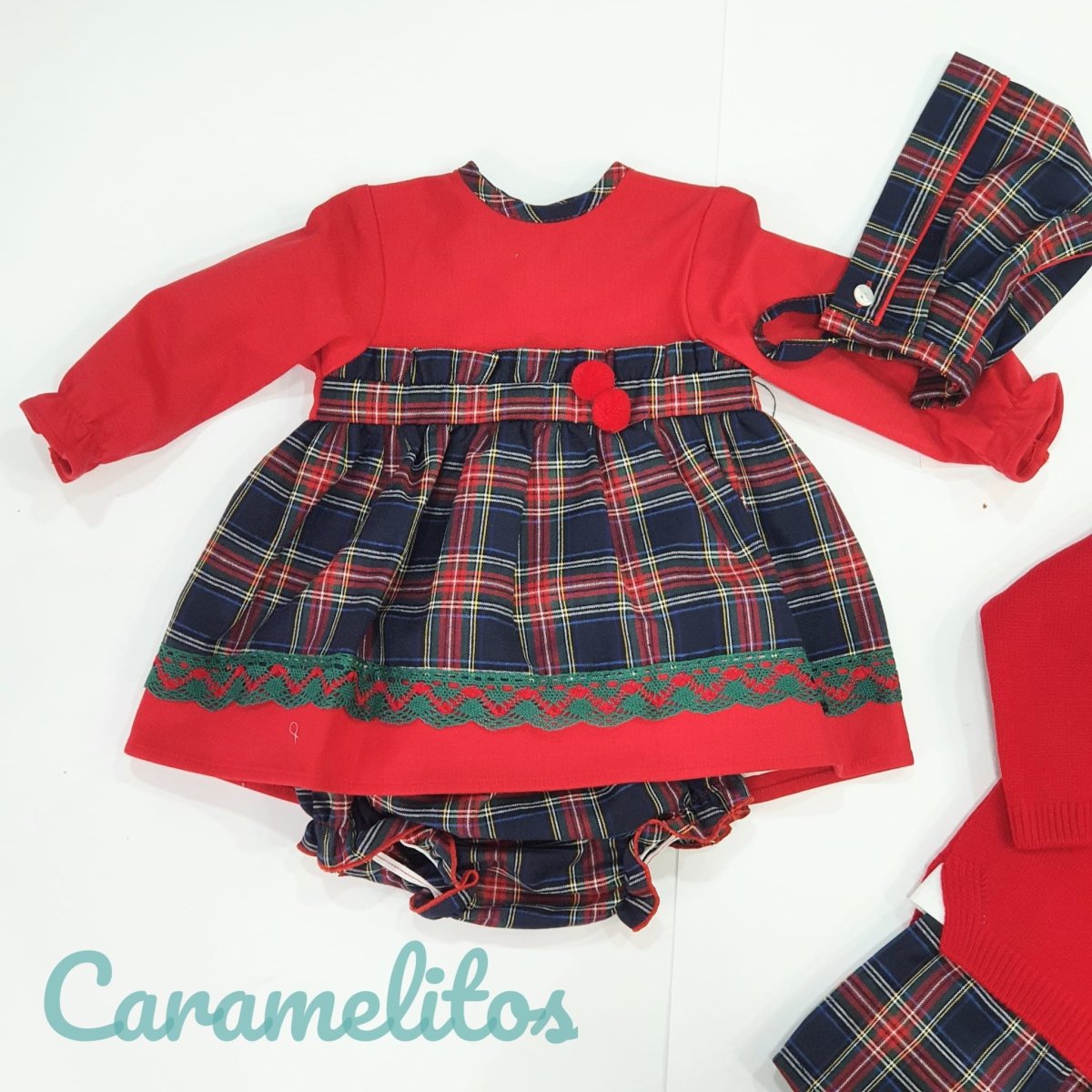 VESTIDO CUADROS ROJOS BABYFER - Imagen 3