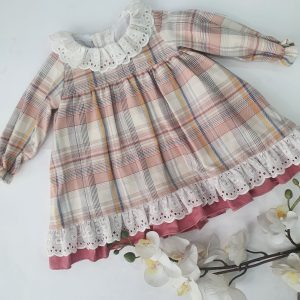 vestido infantil lormiral cuadros rosas
