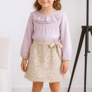 Conjunto infantil falda y blusa lila BabyFer