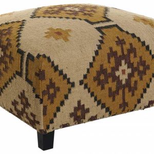 Reposapiés Otomana Kilim Lana y Algodón Geométrico