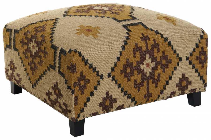 Reposapiés Otomana Kilim Lana y Algodón Geométrico - Imagen 2