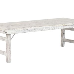 Mesa de Centro Plegable de Madera Reciclada con Acabado Decapado Blanco