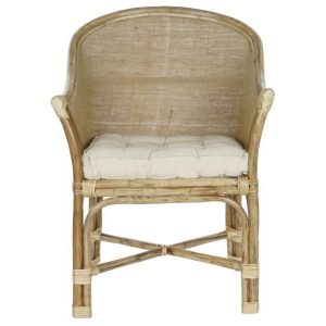 Sillón de Ratán Natural con Cojín de Algodón
