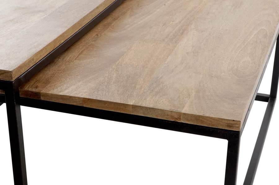 Set de 2 Mesas de Centro Nido Madera de Mango y Metal - Imagen 4