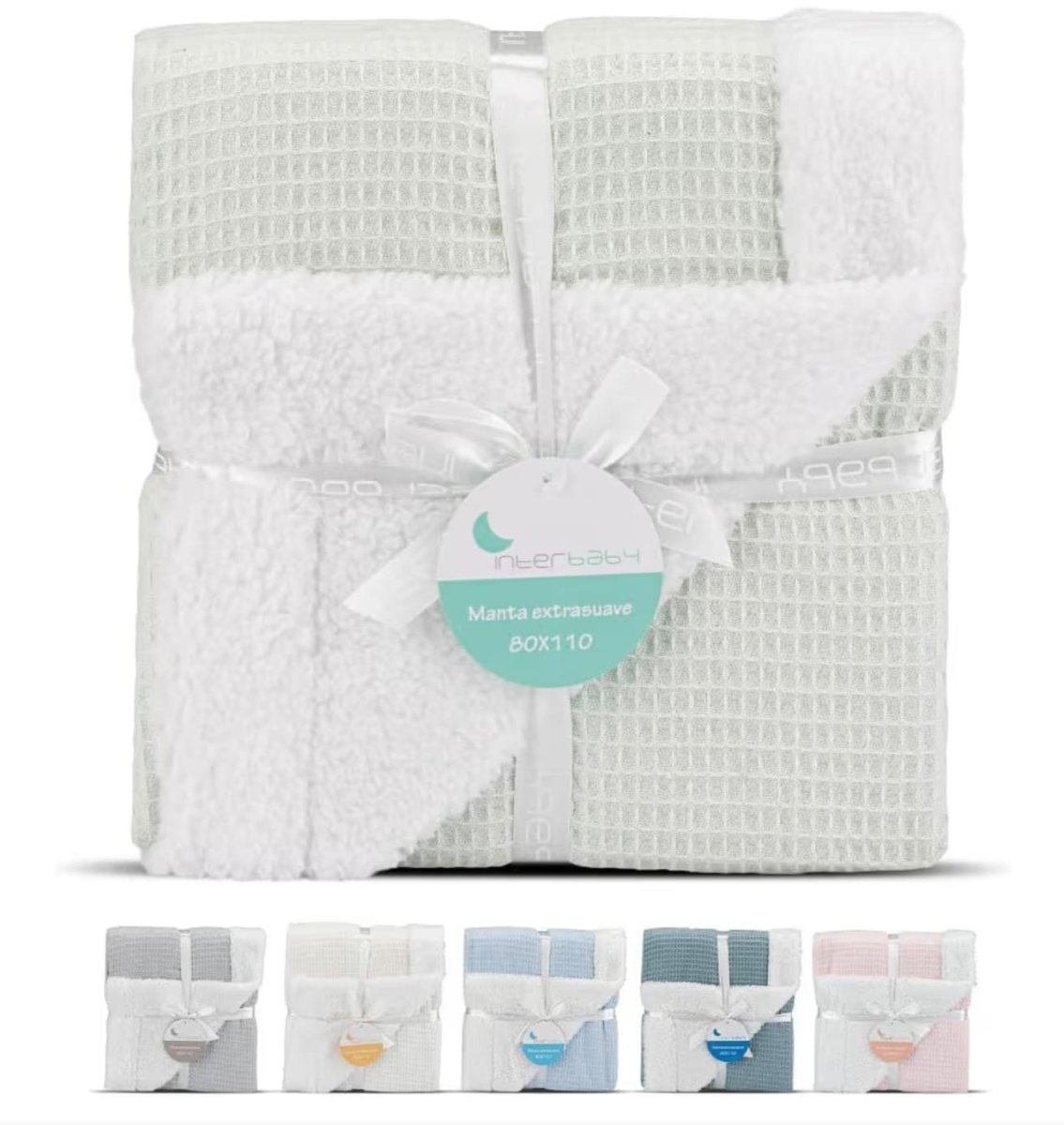 Manta bebé waffle extrasuave Interbaby 80×110 - Imagen 3