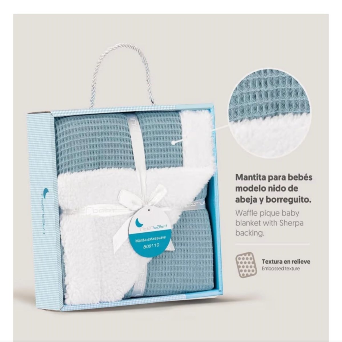 Manta bebé waffle extrasuave Interbaby 80×110 - Imagen 7