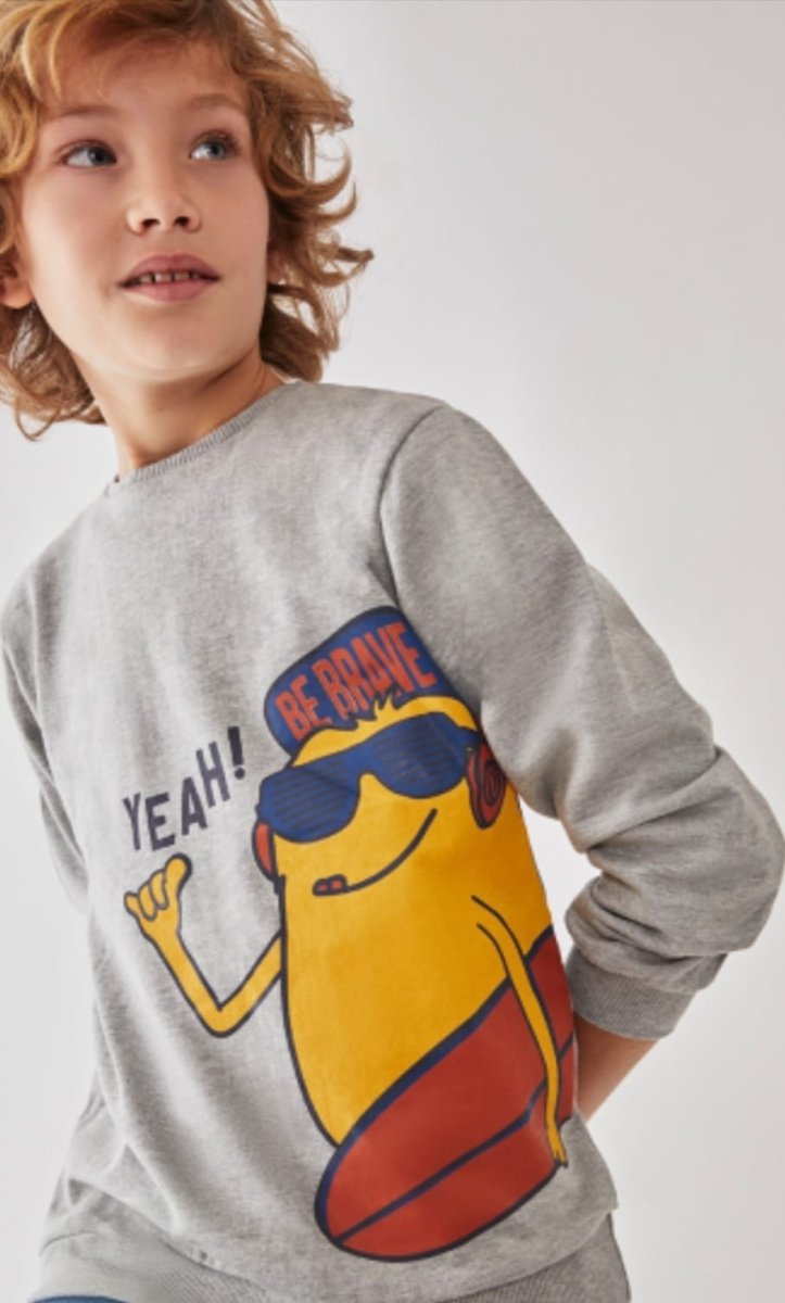 Sudadera niño gris “Yeah!” - Imagen 4
