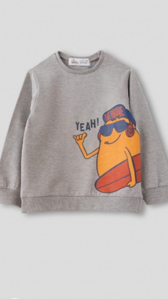 Sudadera niño gris “Yeah!” - Imagen 3