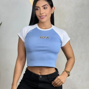 BLUSA EN RIB DE APLIQUE