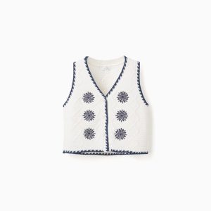 Chaleco de punto niña bordado floral  Zippy  ZKGAP0202_26010