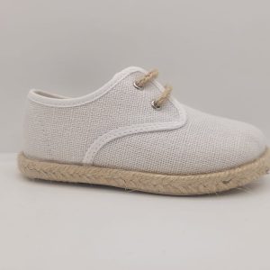 Zapato infantil lino blanco con suela de esparto