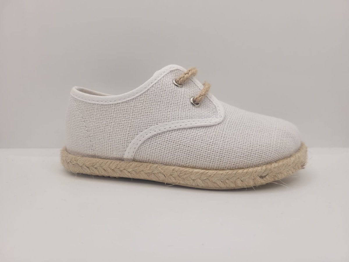 Zapato infantil lino blanco con suela de esparto - Imagen 2