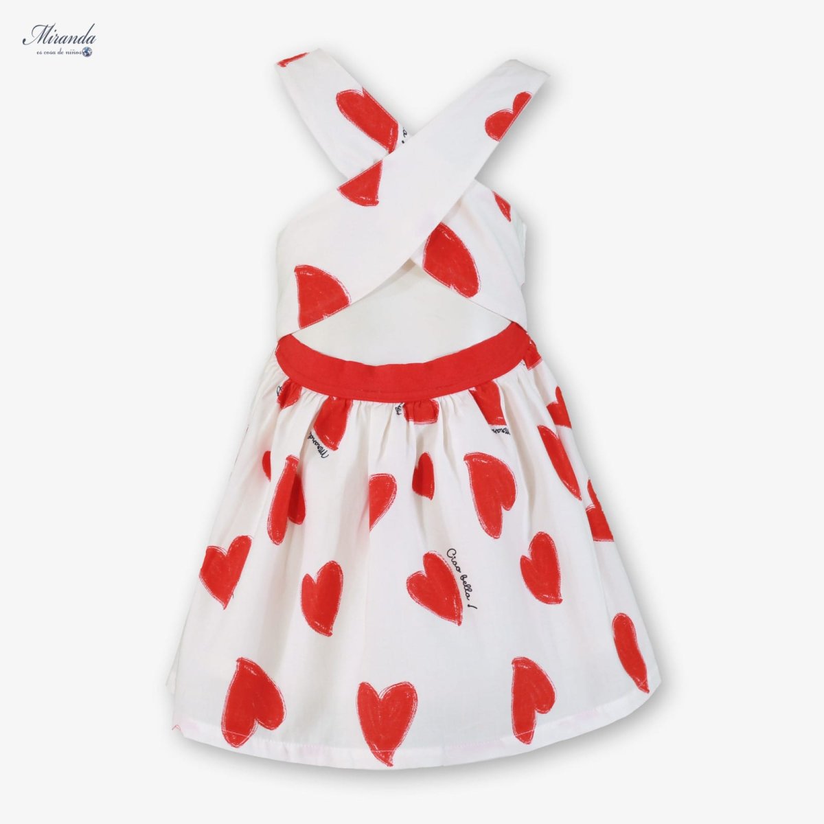 Vestido niña corazones rojo y blanco Miranda Ref 624/V - Imagen 3
