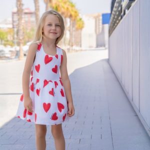 Vestido niña corazones rojo y blanco Miranda Ref 624/V