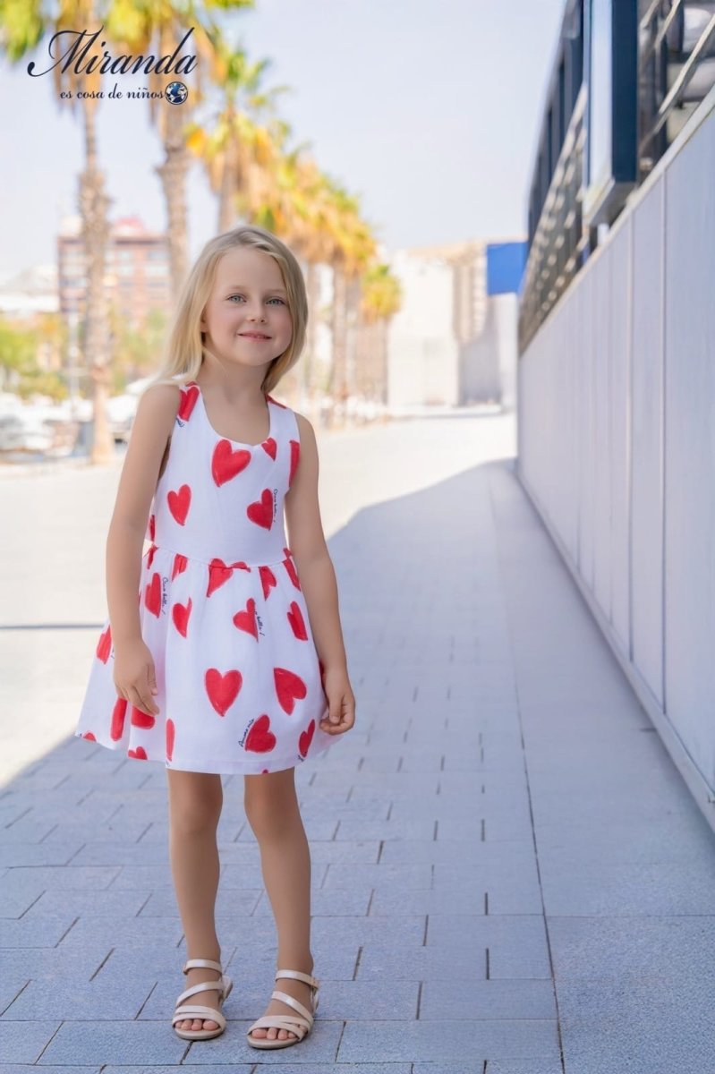 Vestido niña corazones rojo y blanco Miranda Ref 624/V - Imagen 2