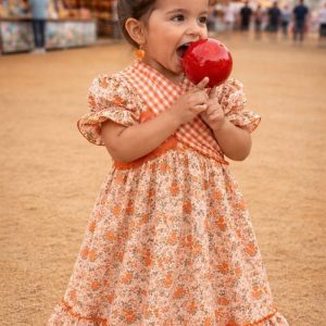 Vestido flamenca niña floral naranja Dulce Azahar