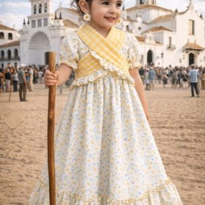 Vestido flamenca niña floral amarillo Sol de Romería