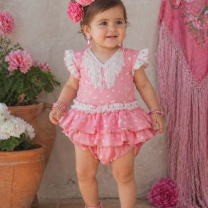 Jesusito flamenca bebé rosa de lunares con braguita