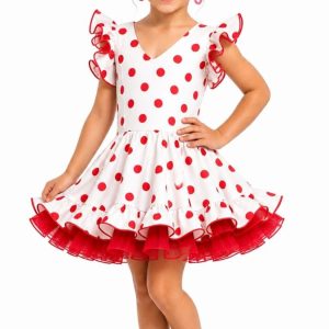 Vestido flamenco con volantes y lunares rojos