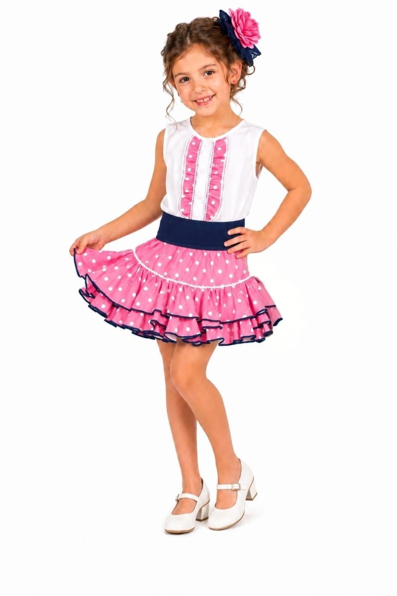 Conjunto flamenco para niña – Rosa y Marino