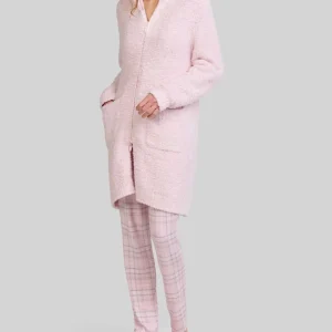 Bata de mujer abierta rosa con cremallera