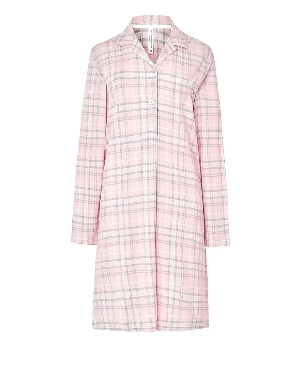 Camisón manga larga rosa a cuadros - Imagen 5