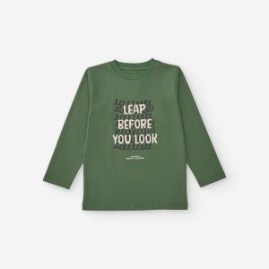 Camiseta niño Zippy verde “Leap Before You Look”