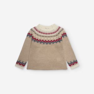 Jersey navideño niña Zippy beige con diseño nórdico