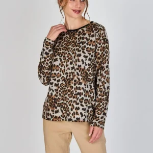 Polera Tejida Animal Print Poli Café Woman by Eclipse
