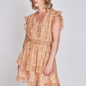 Vestido Estampado María Mostaza Eclipse