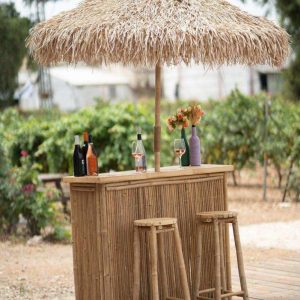 Mueble Bar Exótico Bambú y Seagrass con Sombrilla