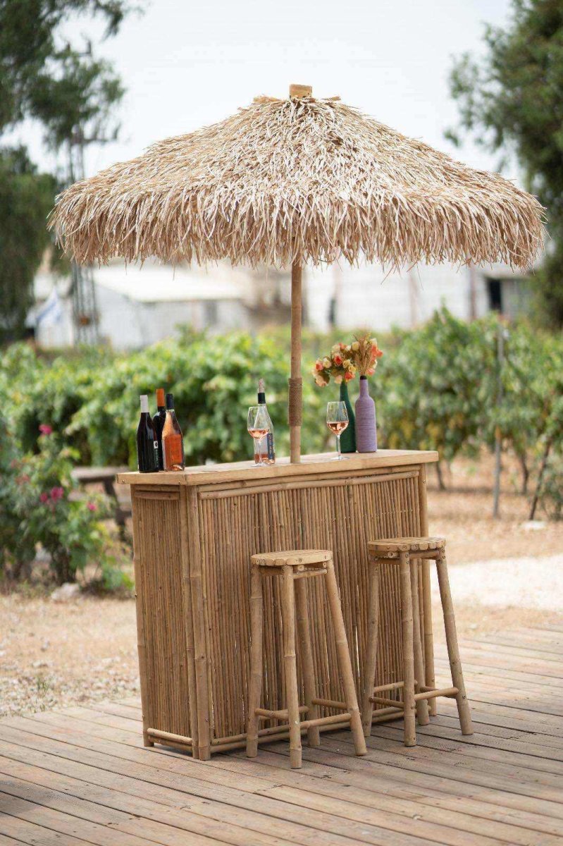 Mueble Bar Exótico Bambú y Seagrass con Sombrilla
