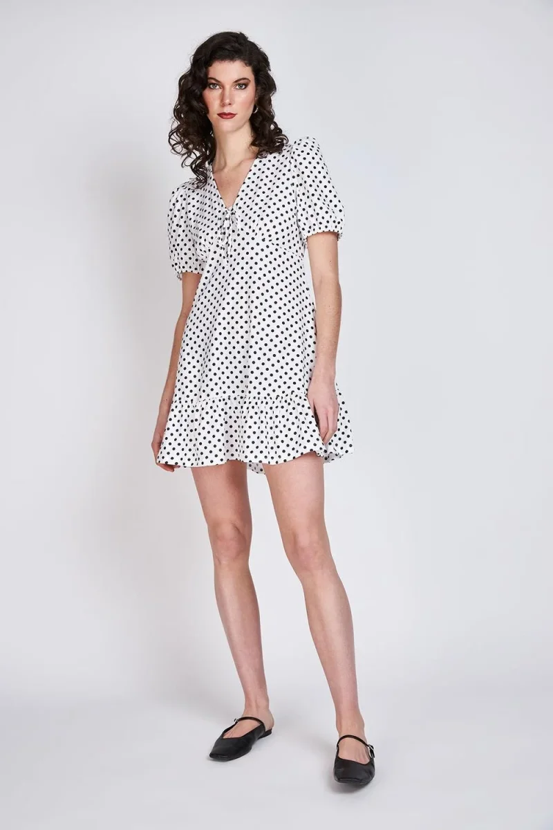 Vestido Manga Globo Claire Blanco Lunares Eclipse - Imagen 5