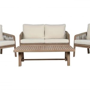Set salón acacia y cuerda marrón (138 cm)