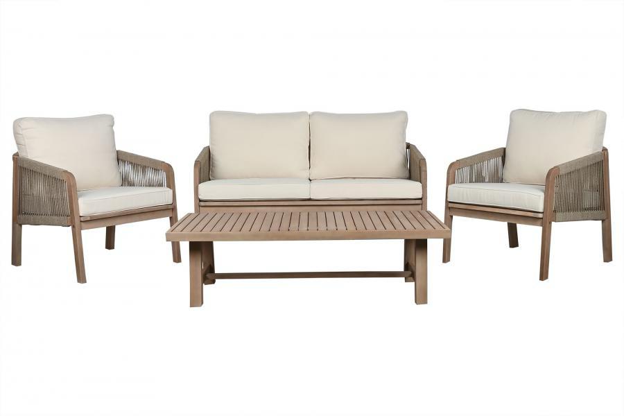 Set salón acacia y cuerda marrón (138 cm)