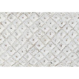 Cabecero Decorativo Vintage MDF Blanco Decapé con Relieve de Rombos