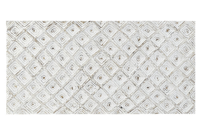 Cabecero Decorativo Vintage MDF Blanco Decapé con Relieve de Rombos - Imagen 2
