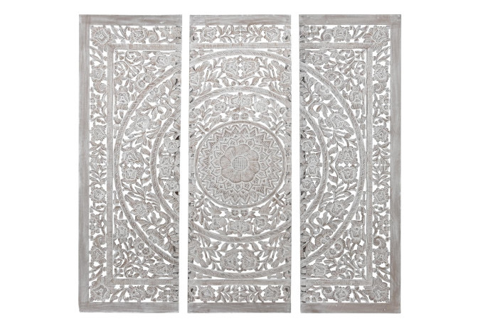 Cabecero Mandala Decorativo Panel Calado MDF Gris