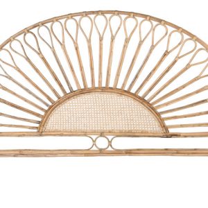 Cabecero de Cama Artesanal en Ratán Natural con Diseño de Abanico