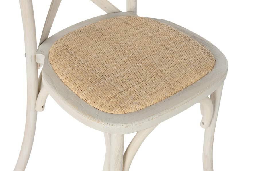Silla madera y ratán decápe blanco (49 cm) - Imagen 3
