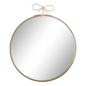 Espejo Decorativo de Pared en Hierro Dorado con Lazo