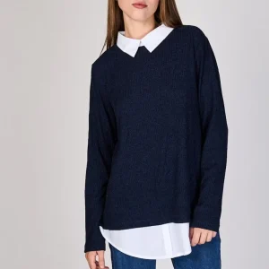 Sweater con Cuello Camisa Meli Eclipse