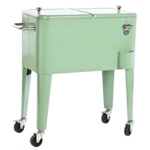 Nevera Retro Verde con Ruedas y Abridor 56L