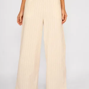 Pantalón Lino Rayas Olivia Beige